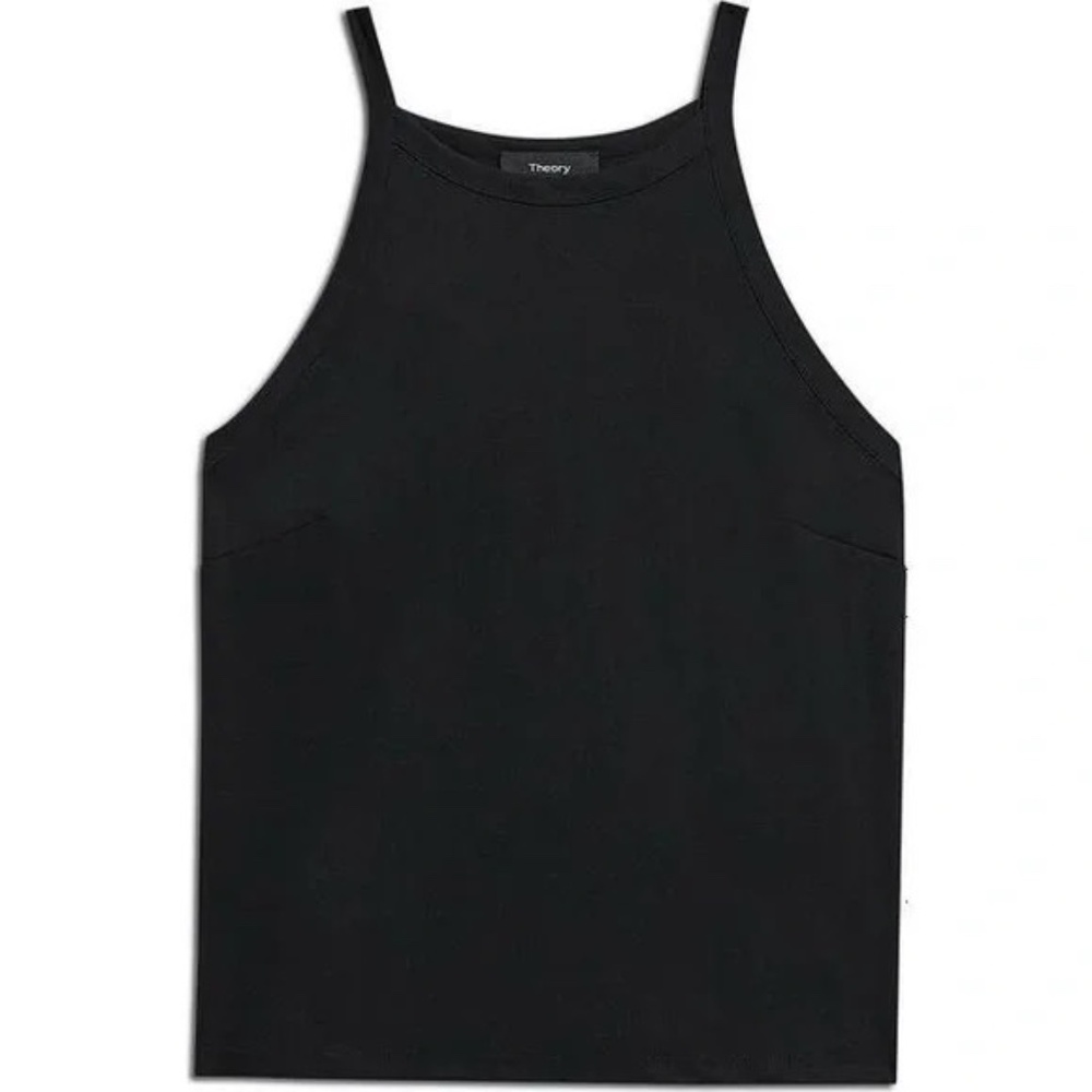 Theory Cropped Halter Precision Ponte Top Black - Size XL